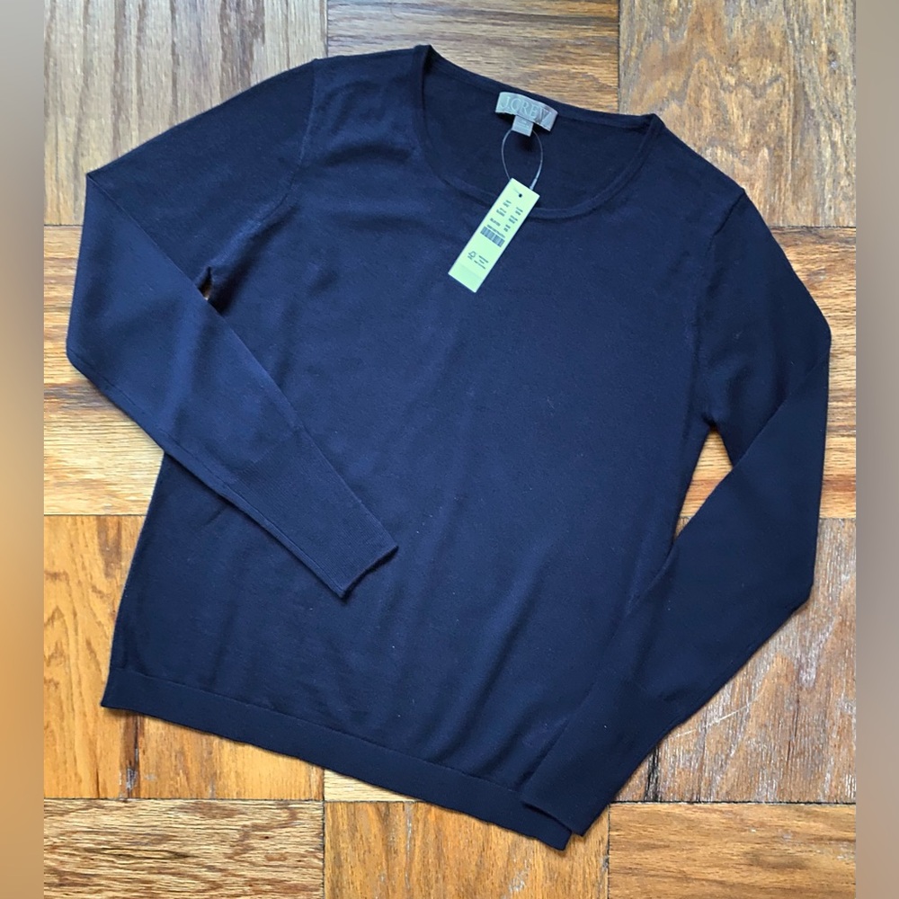 NWT J Crew Navy Lightweight Scoop neck Sweater